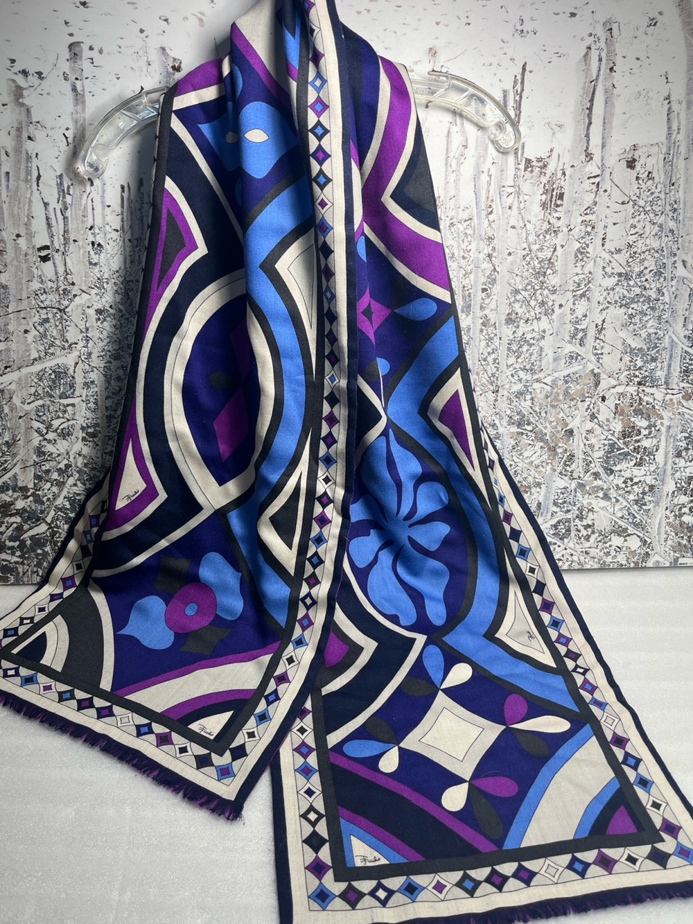 EMILIO PUCCI Wool/Silk Stole Scarf Shawl 12 1/2” x 68”